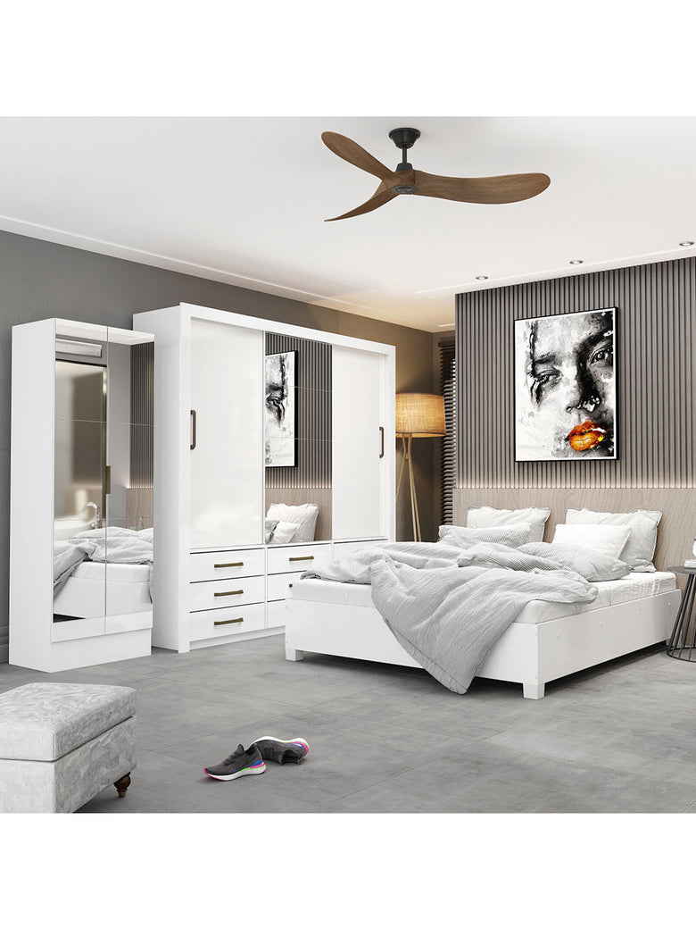 Quarto Completo Casal Anjos Plus Sapateira 2 Portas Premium e Cama Carioca Móveis
