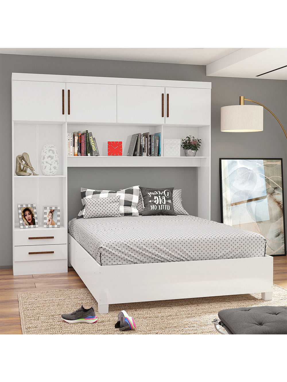 Guarda Roupa Modulado com Cama Paris 4 Portas 2 Gavetas - Branco