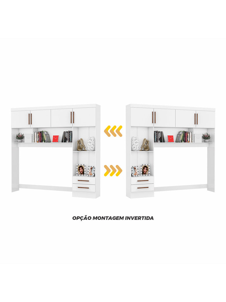 Guarda Roupa Modulado com Cama Paris 4 Portas 2 Gavetas