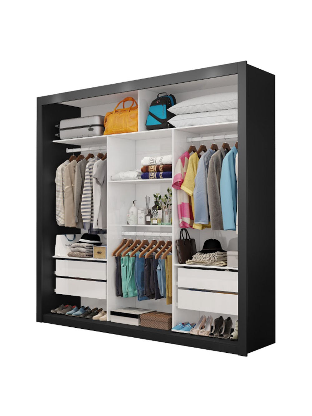 Closet Casal Clarice Com Gavetas Carioca Moveis - Preto