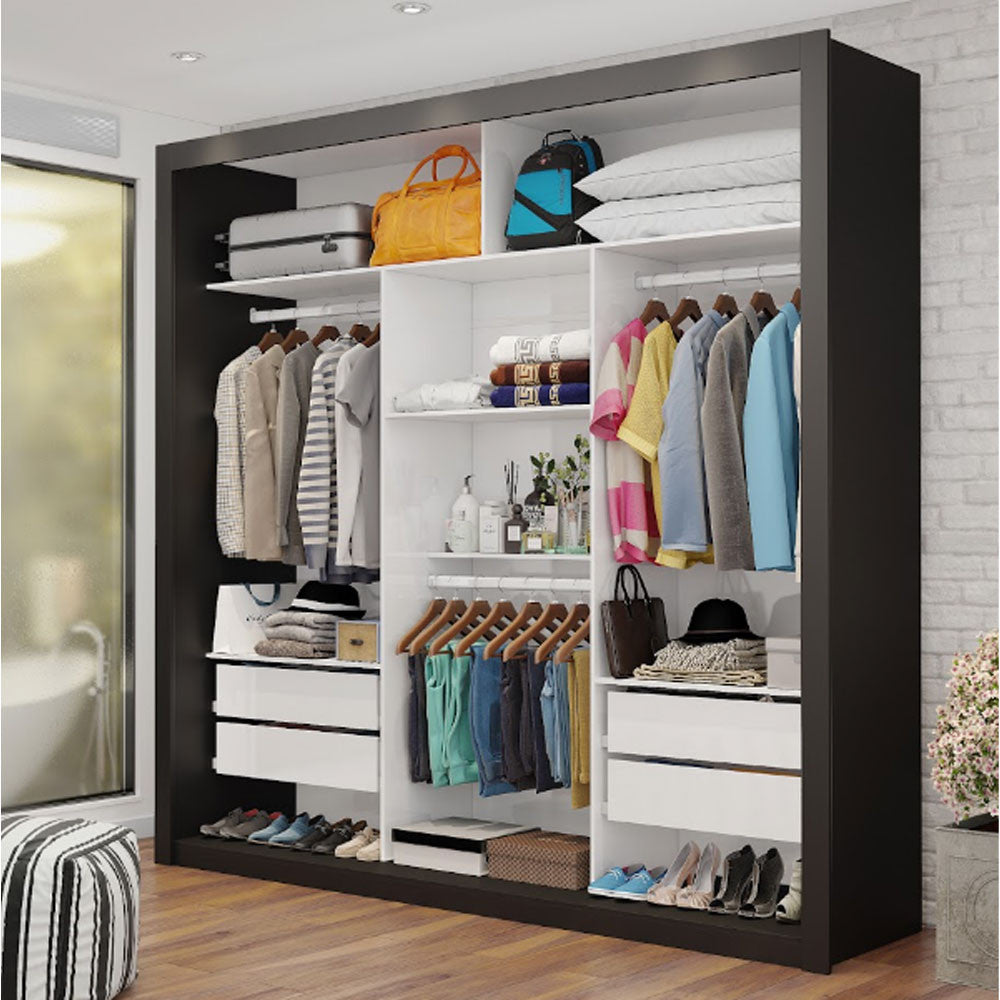 Closet Casal Clarice Com Gavetas Carioca Moveis - Preto