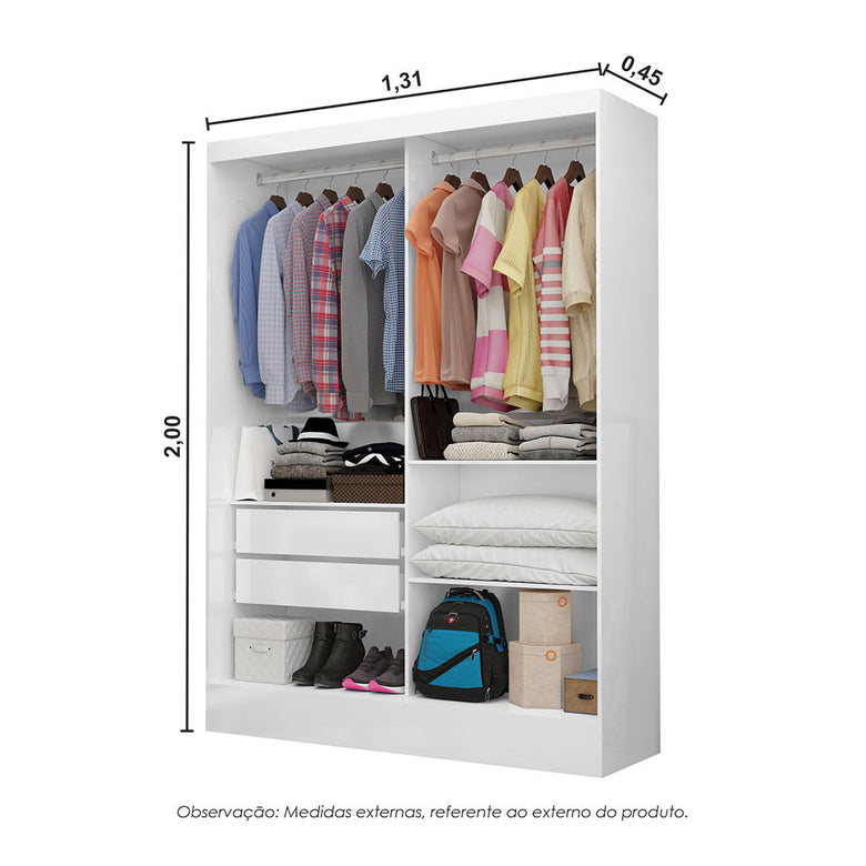 Closet Casal Dubai 2 Gavetas Carioca Móveis