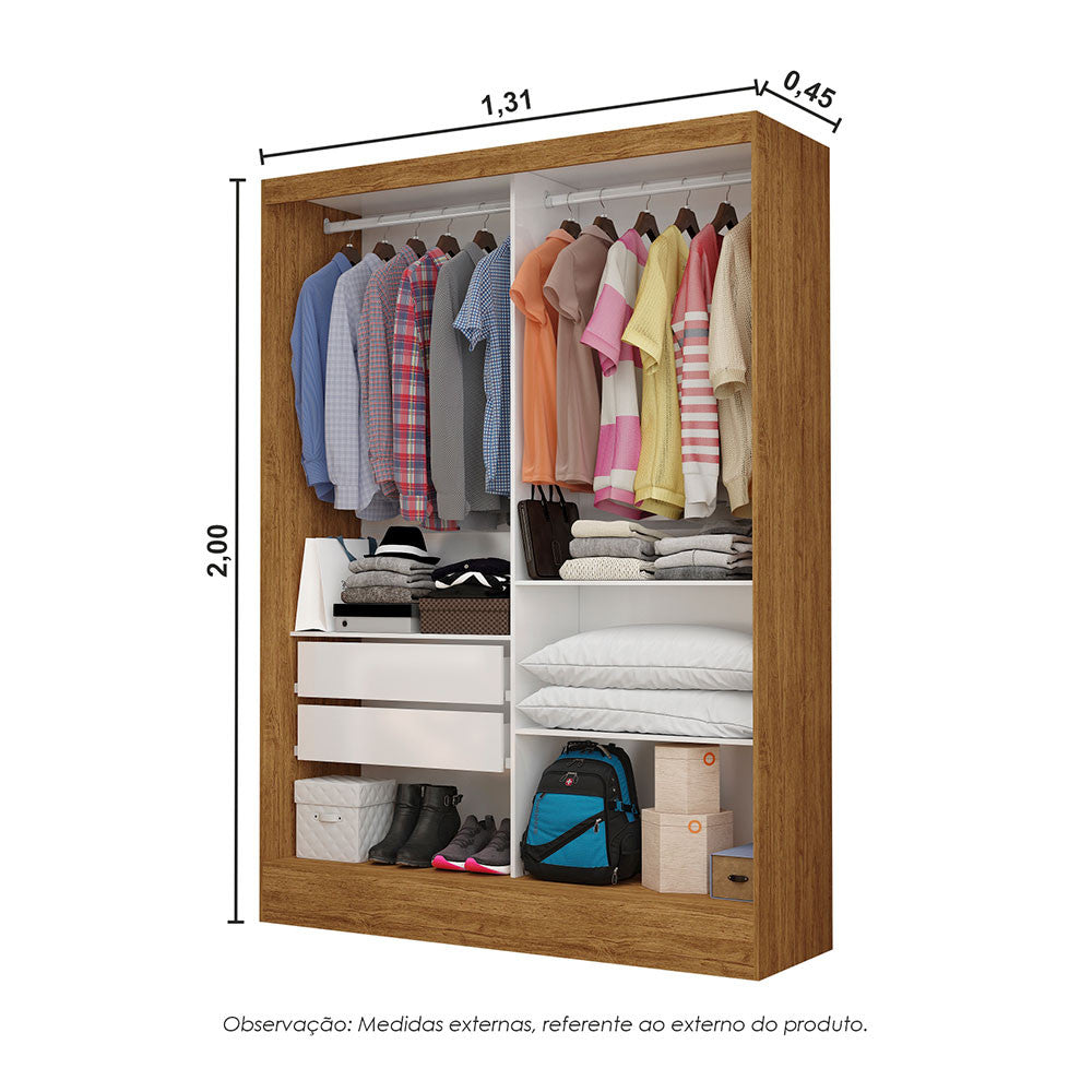 Closet Casal Dubai 2 Gavetas Carioca Móveis - Branco