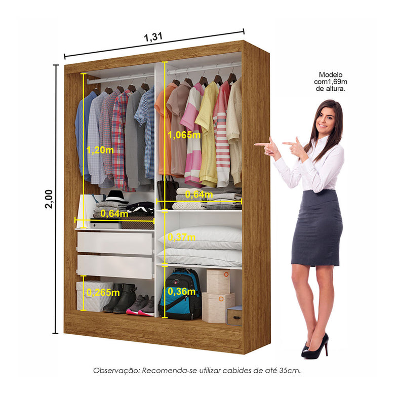 Closet Casal Dubai 2 Gavetas Carioca Móveis