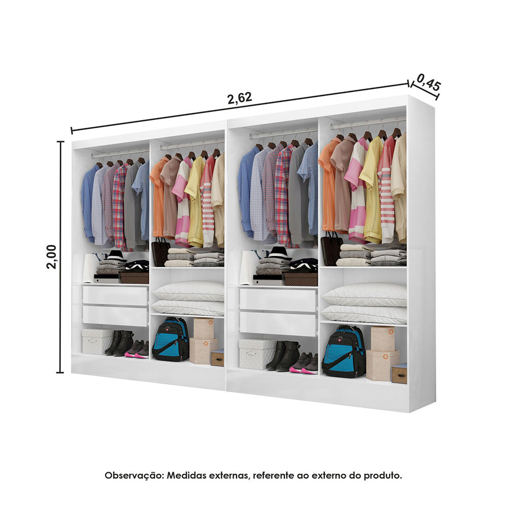 Closet Casal Duplo Dubai Premium 4 Gavetas Carioca Móveis