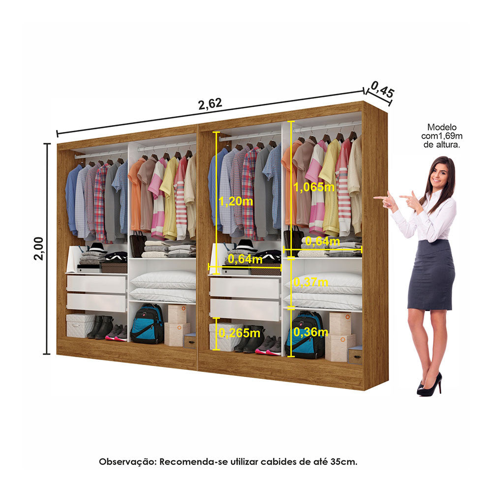 Closet Casal Duplo Dubai Premium 4 Gavetas Carioca Móveis