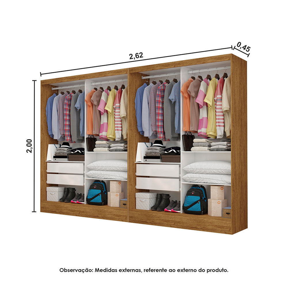 Closet Casal Duplo Dubai Premium 4 Gavetas Carioca Móveis
