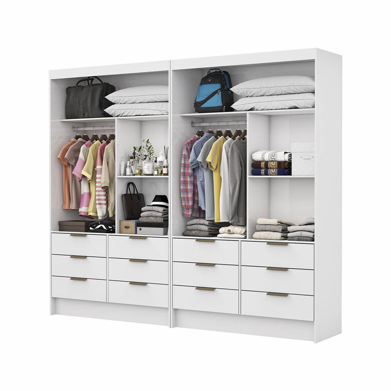 Closet Casal Duplo Sevilha 4 Portas com Espelho 12 Gavetas Carioca Móveis