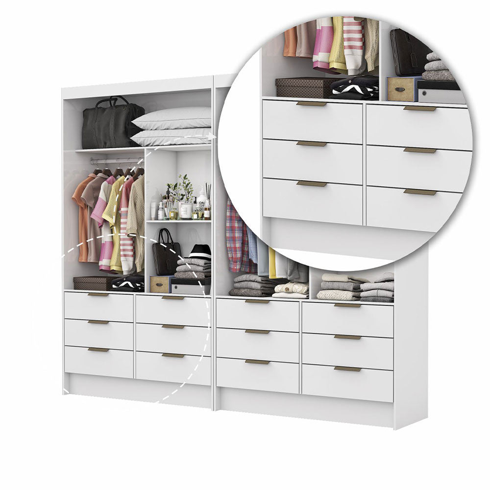 Closet Casal Duplo Sevilha 4 Portas com Espelho 12 Gavetas Carioca Móveis