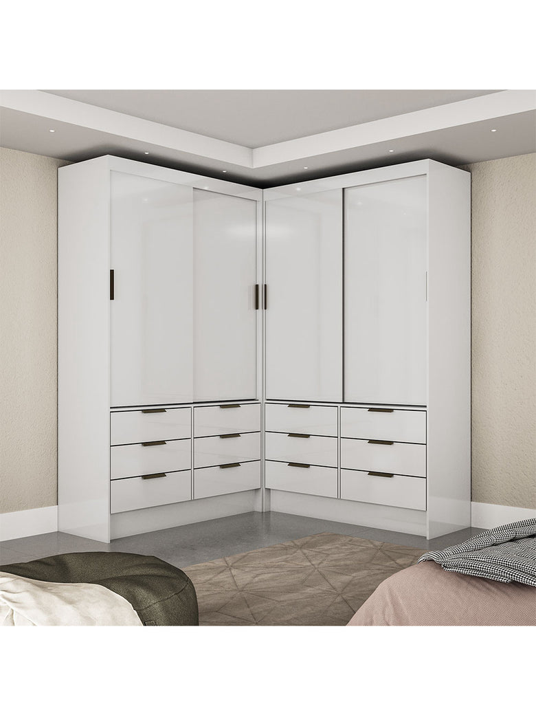 Closet Casal Duplo Sevilha 4 Portas 12 Gavetas Carioca Móveis