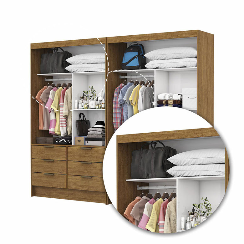 Closet Casal Duplo Sevilha 4 Portas 12 Gavetas Carioca Móveis