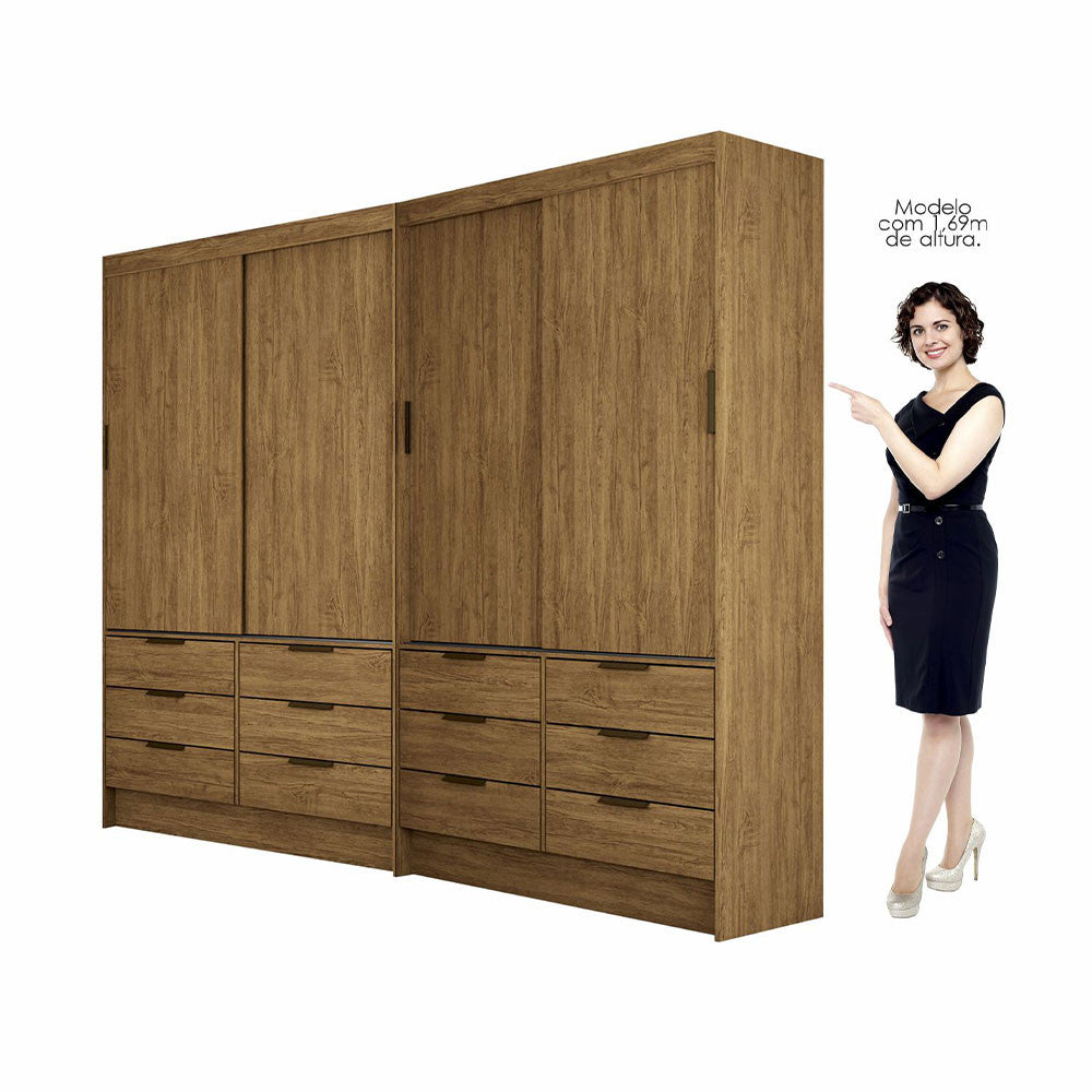 Closet Casal Duplo Sevilha 4 Portas 12 Gavetas Carioca Móveis - Branco