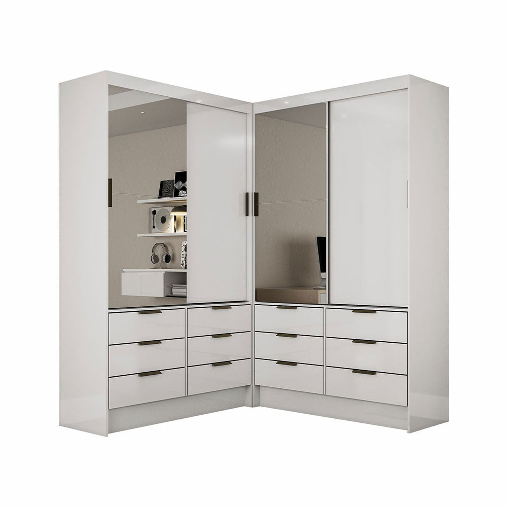 Closet Casal Duplo Sevilha 4 Portas Plus 12 Gavetas Carioca Móveis - Cinamomo