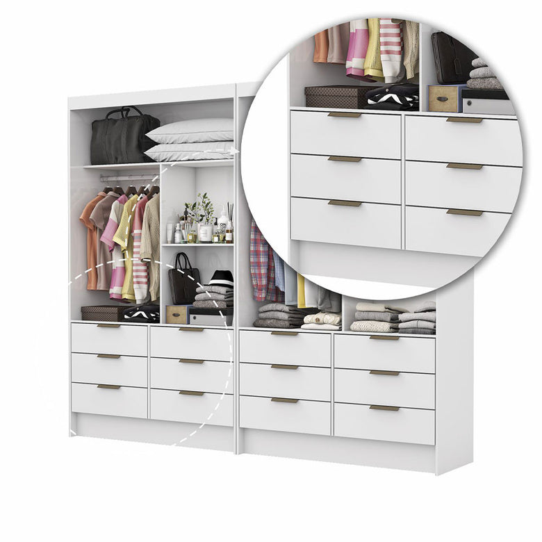 Closet Casal Duplo Sevilha 4 Portas Plus 12 Gavetas Carioca Móveis