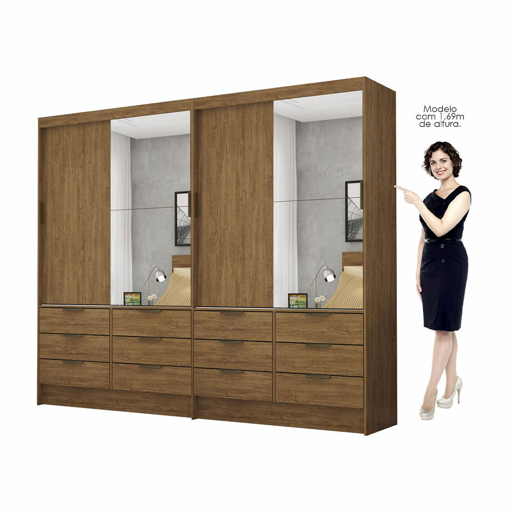 Closet Casal Duplo Sevilha 4 Portas Plus 12 Gavetas Carioca Móveis - Branco