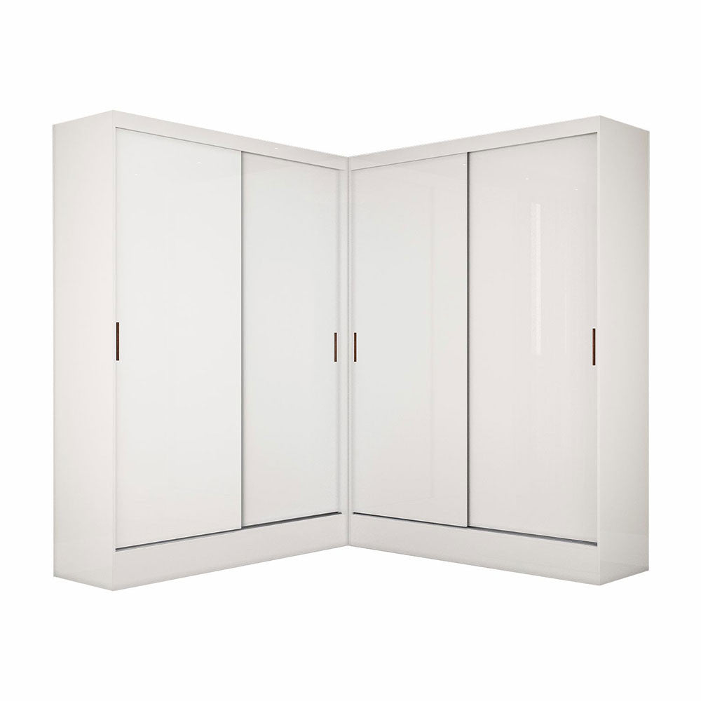 Closet Casal Duplo Belém 4 Portas 4 Gavetas Carioca Móveis - Cinamomo com Off White