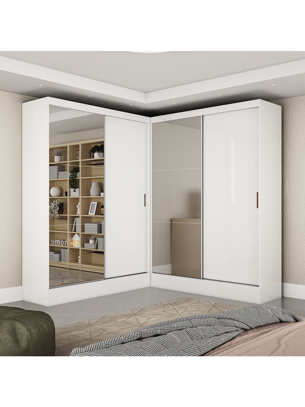 Closet Casal Duplo Belém 4 Portas Plus 4 Gavetas Carioca Móveis - Branco