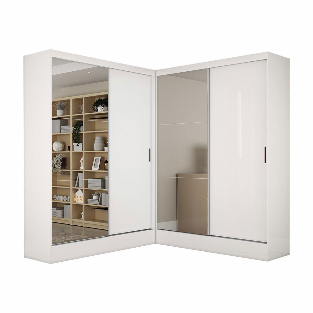 Closet Casal Duplo Belém 4 Portas Plus 4 Gavetas Carioca Móveis - Cinamomo com Off White