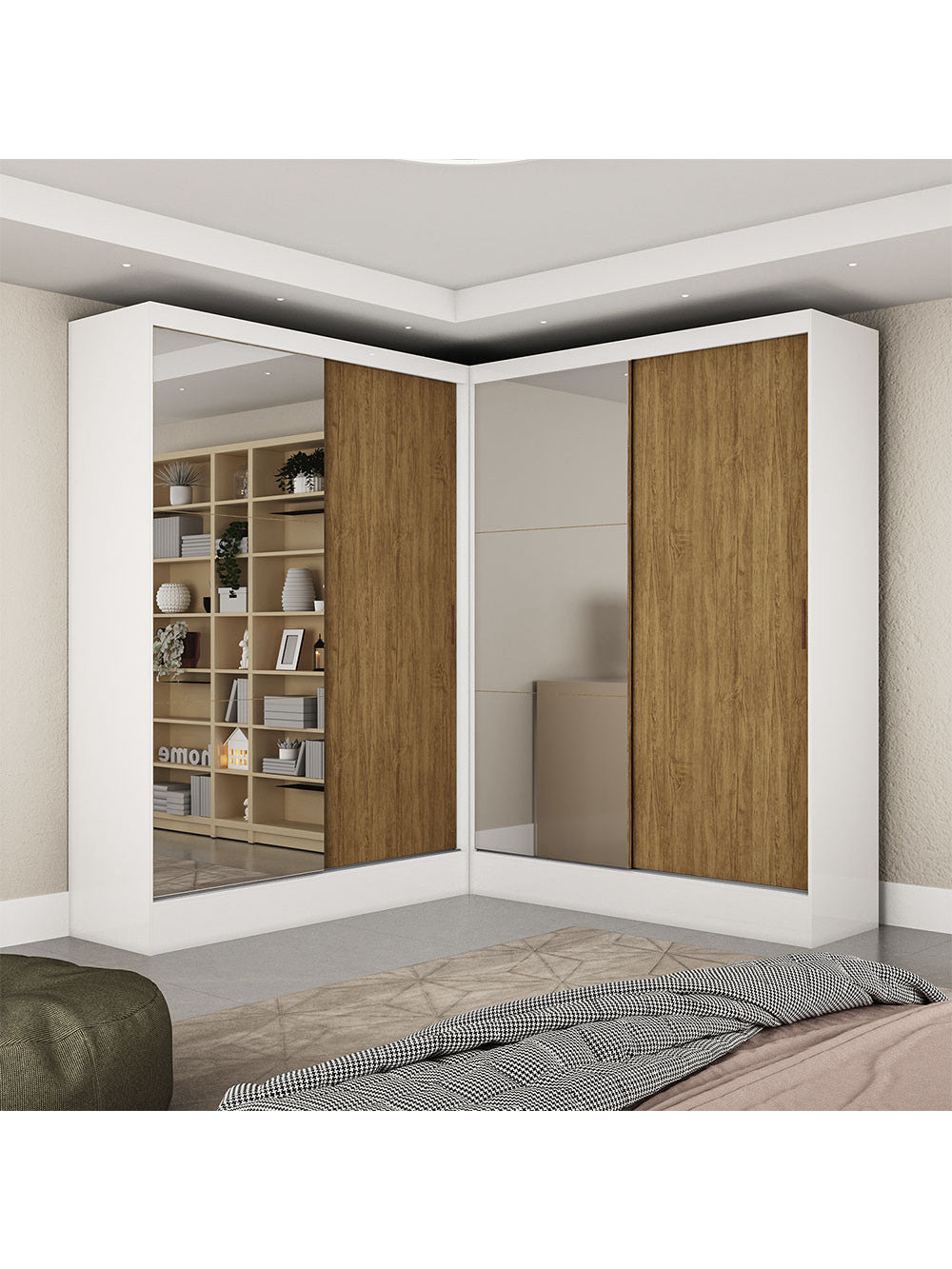 Closet Casal Duplo Belém 4 Portas Plus 4 Gavetas Carioca Móveis - Branco Cinamomo