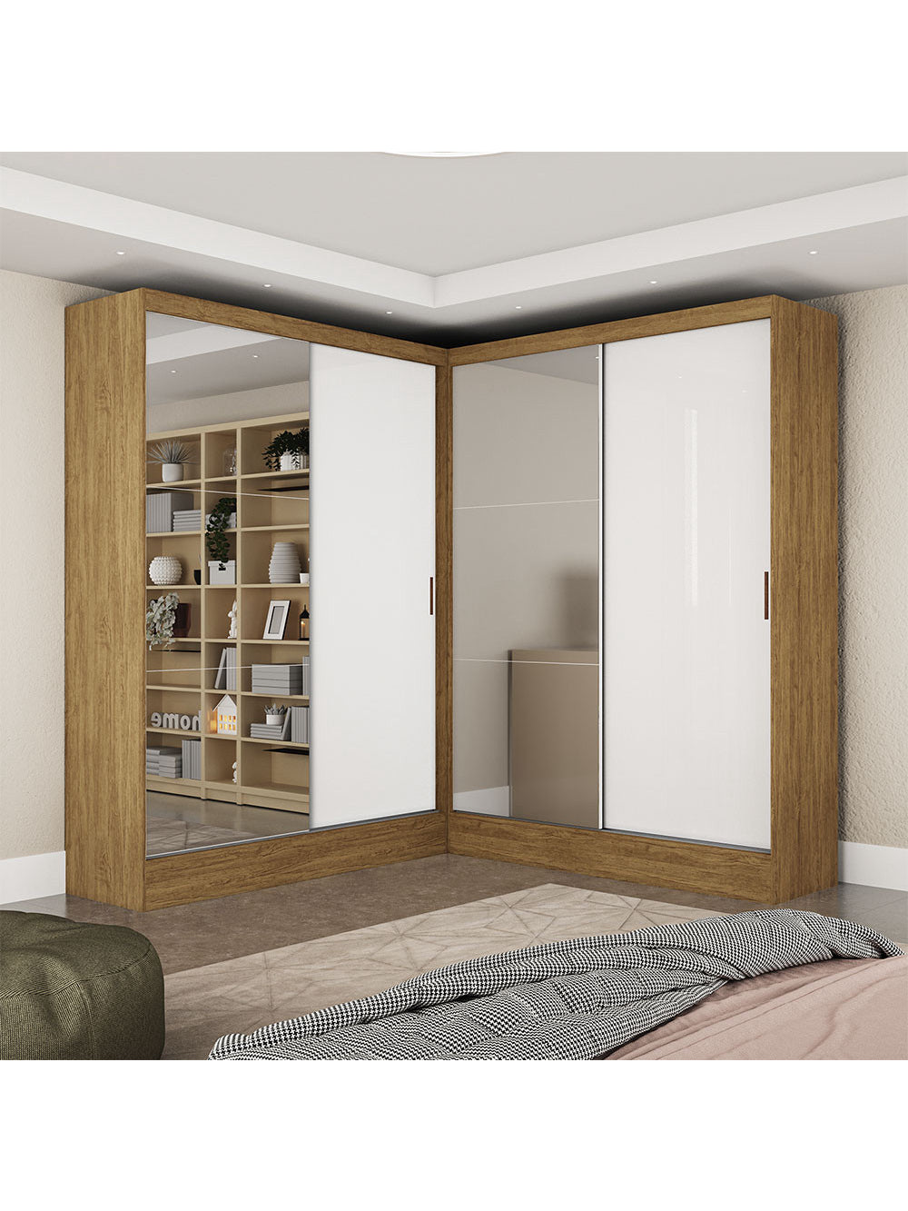 Closet Casal Duplo Belém 4 Portas Plus 4 Gavetas Carioca Móveis - Cinamomo Branco