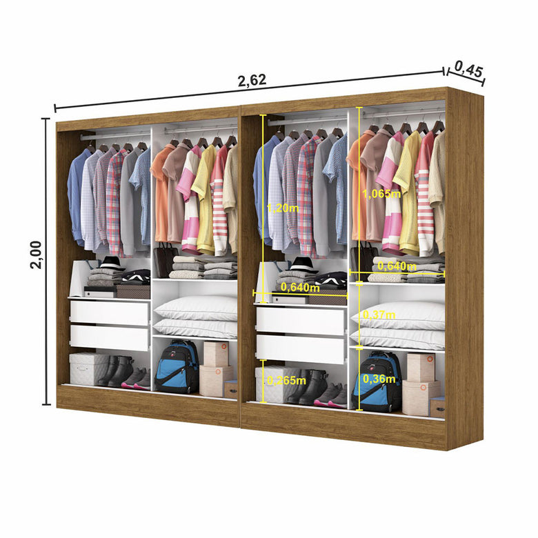 Closet Casal Duplo Belém 4 Portas Plus 4 Gavetas Carioca Móveis