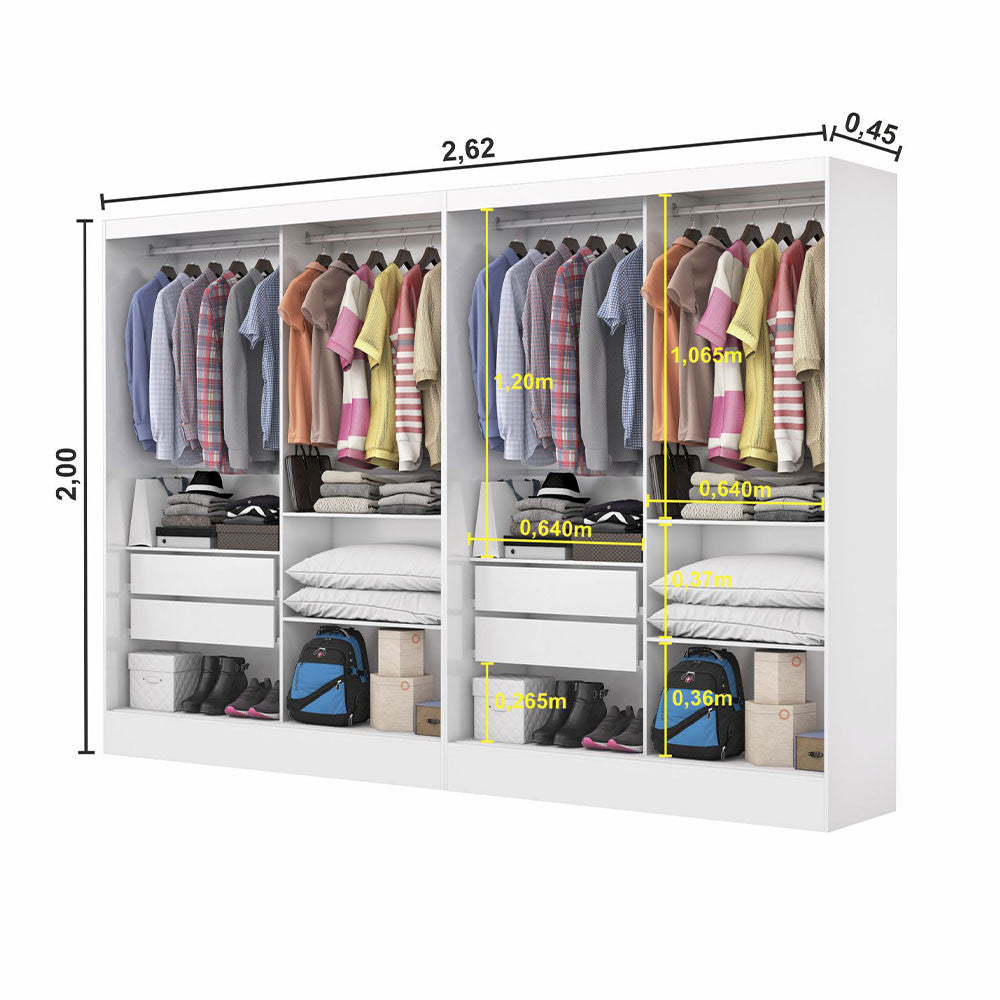 Closet Casal Duplo Belém 4 Portas Premium 4 Gavetas Carioca Móveis