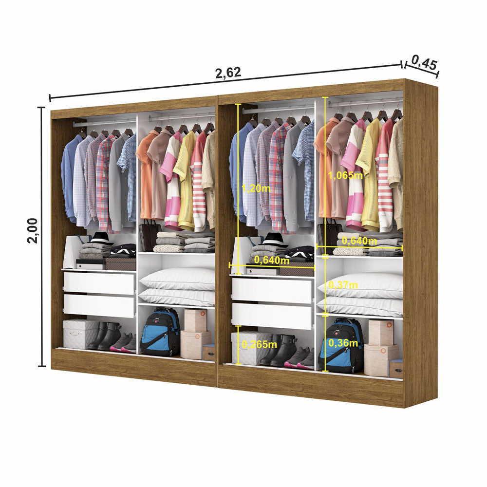 Closet Casal Duplo Belém 4 Portas Premium 4 Gavetas Carioca Móveis