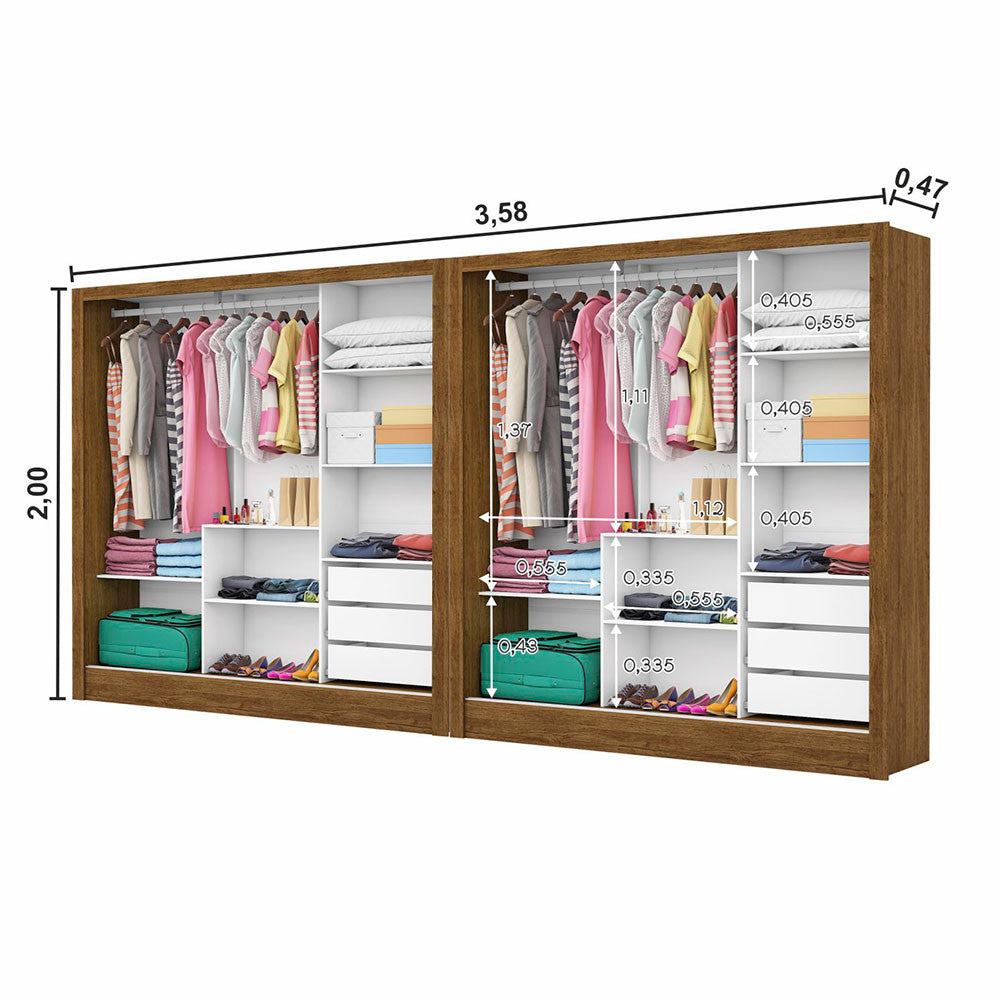 Closet Casal Duplo Dubai 6 Portas 6 Gavetas