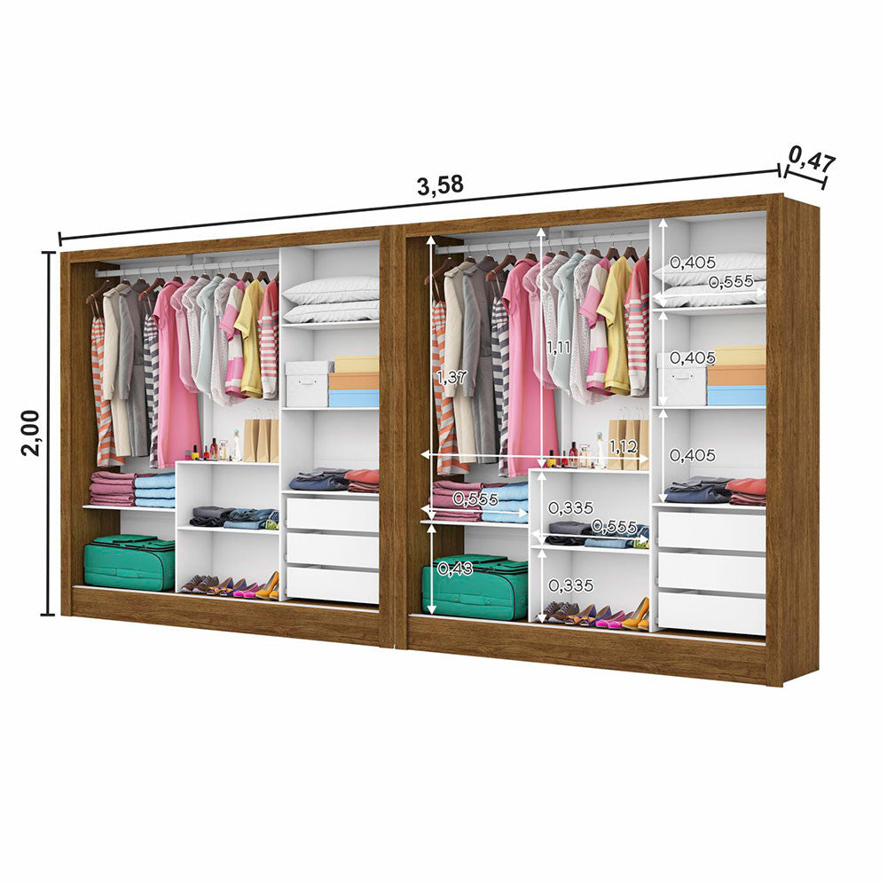 Closet Casal Duplo Dubai 6 Portas 6 Gavetas
