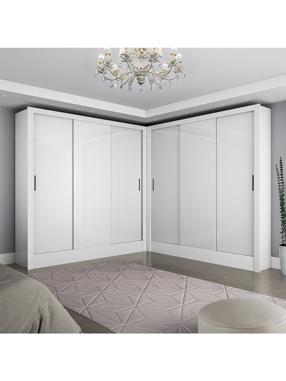 Closet Casal Duplo Fortaleza 6 Portas 12 Prateleiras - Branco