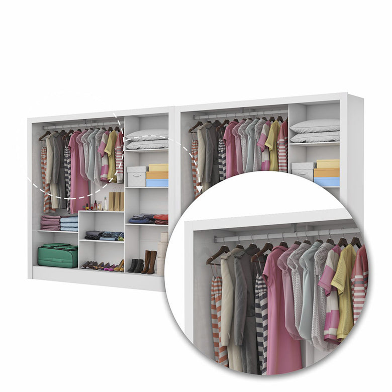 Closet Casal Duplo Fortaleza 6 Portas 12 Prateleiras