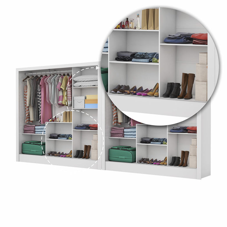 Closet Casal Duplo Fortaleza 6 Portas 12 Prateleiras