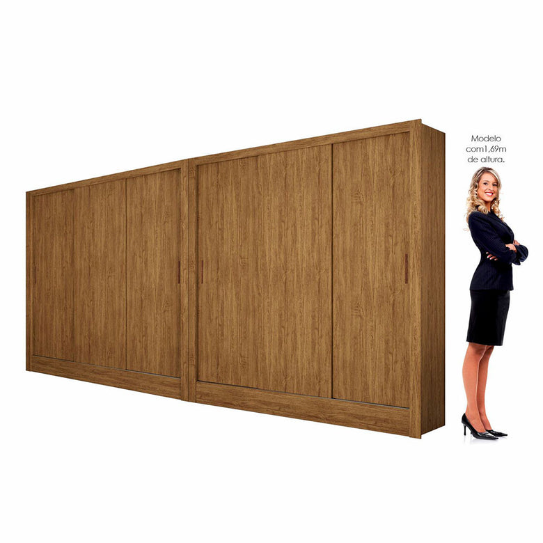 Closet Casal Duplo Fortaleza 6 Portas 12 Prateleiras
