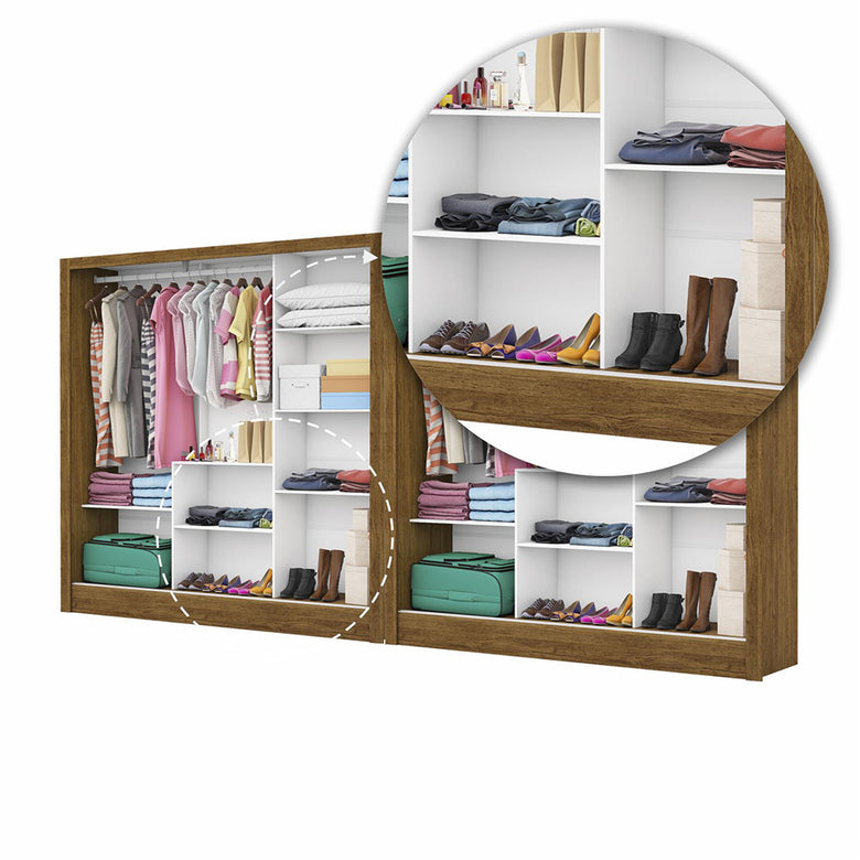 Closet Casal Duplo Fortaleza 6 Portas 12 Prateleiras