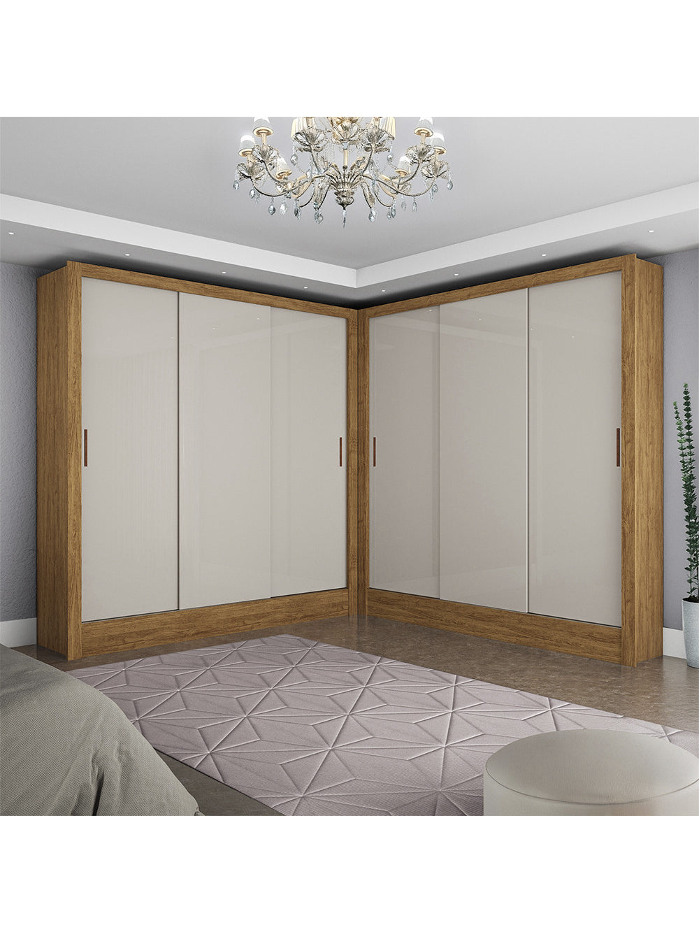 Closet Casal Duplo Fortaleza 6 Portas 12 Prateleiras - Cinamomo com Off White