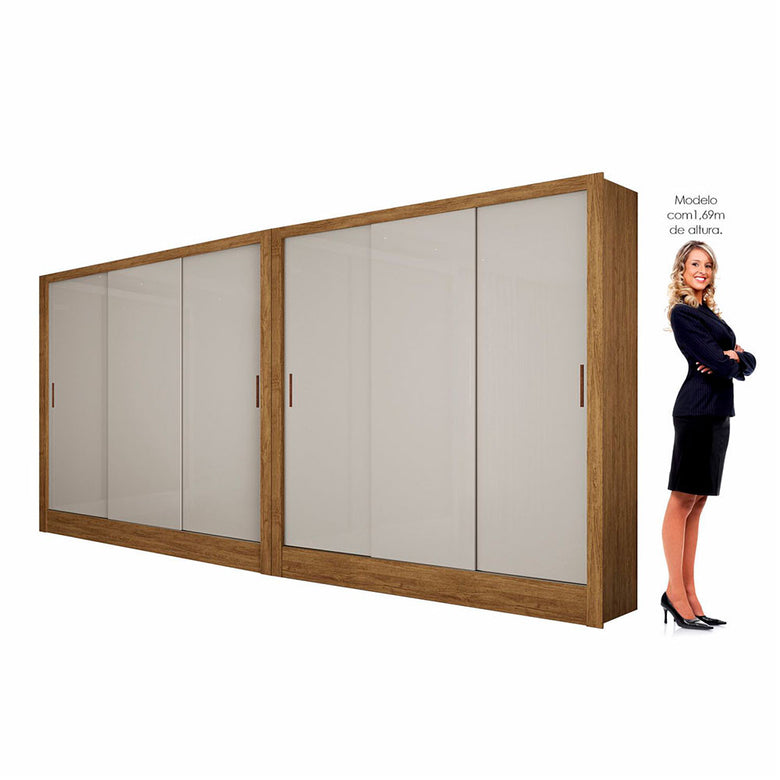 Closet Casal Duplo Fortaleza 6 Portas 12 Prateleiras