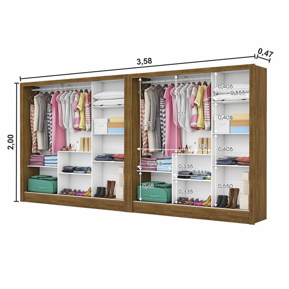 Closet Casal Duplo Fortaleza 6 Portas 12 Prateleiras