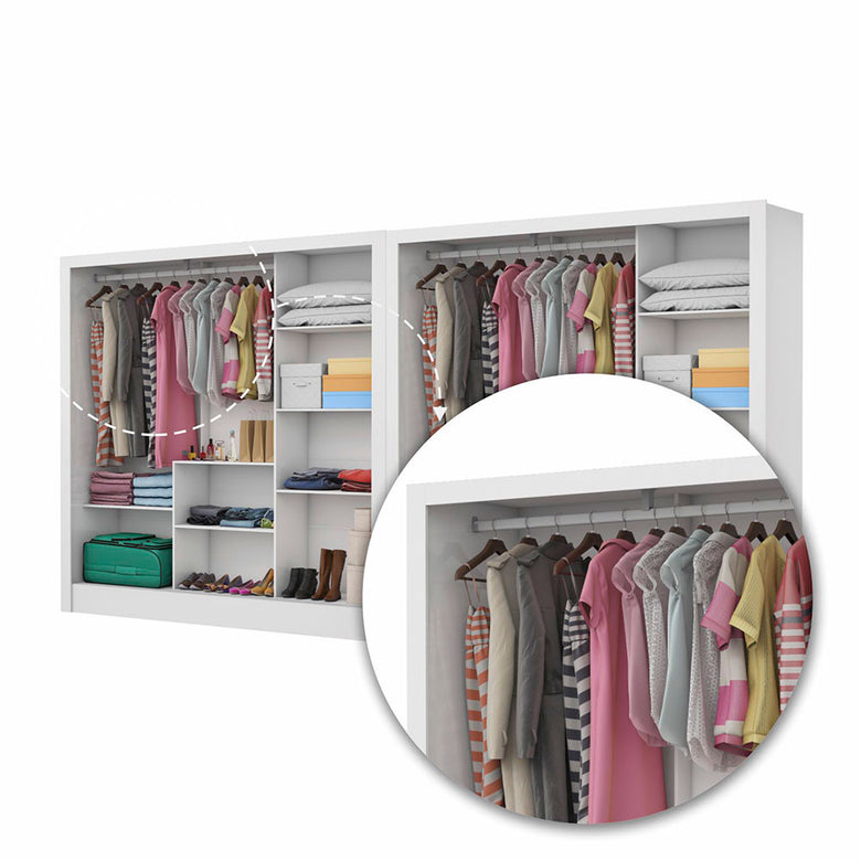 Closet Casal Duplo Fortaleza 6 Portas Com Espelho 12 Prateleiras