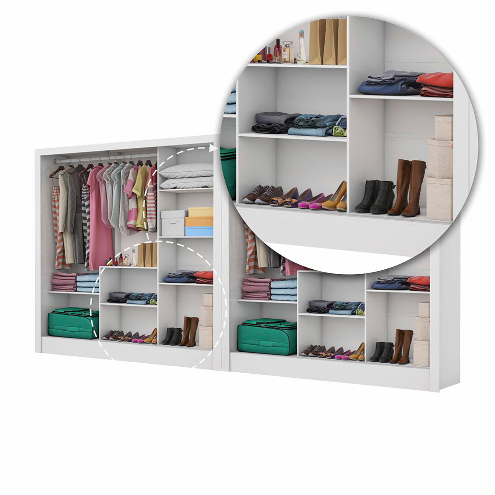 Closet Casal Duplo Fortaleza 6 Portas Com Espelho 12 Prateleiras