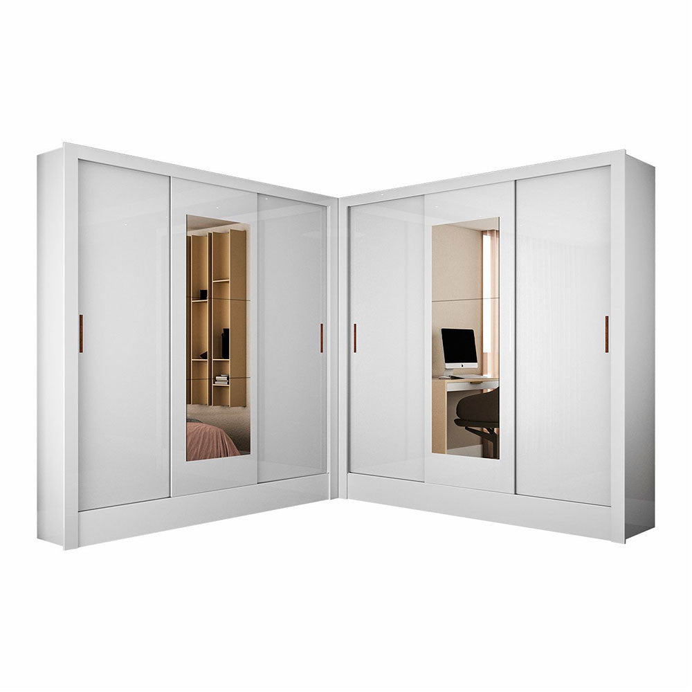 Closet Casal Duplo Fortaleza 6 Portas Com Espelho 12 Prateleiras