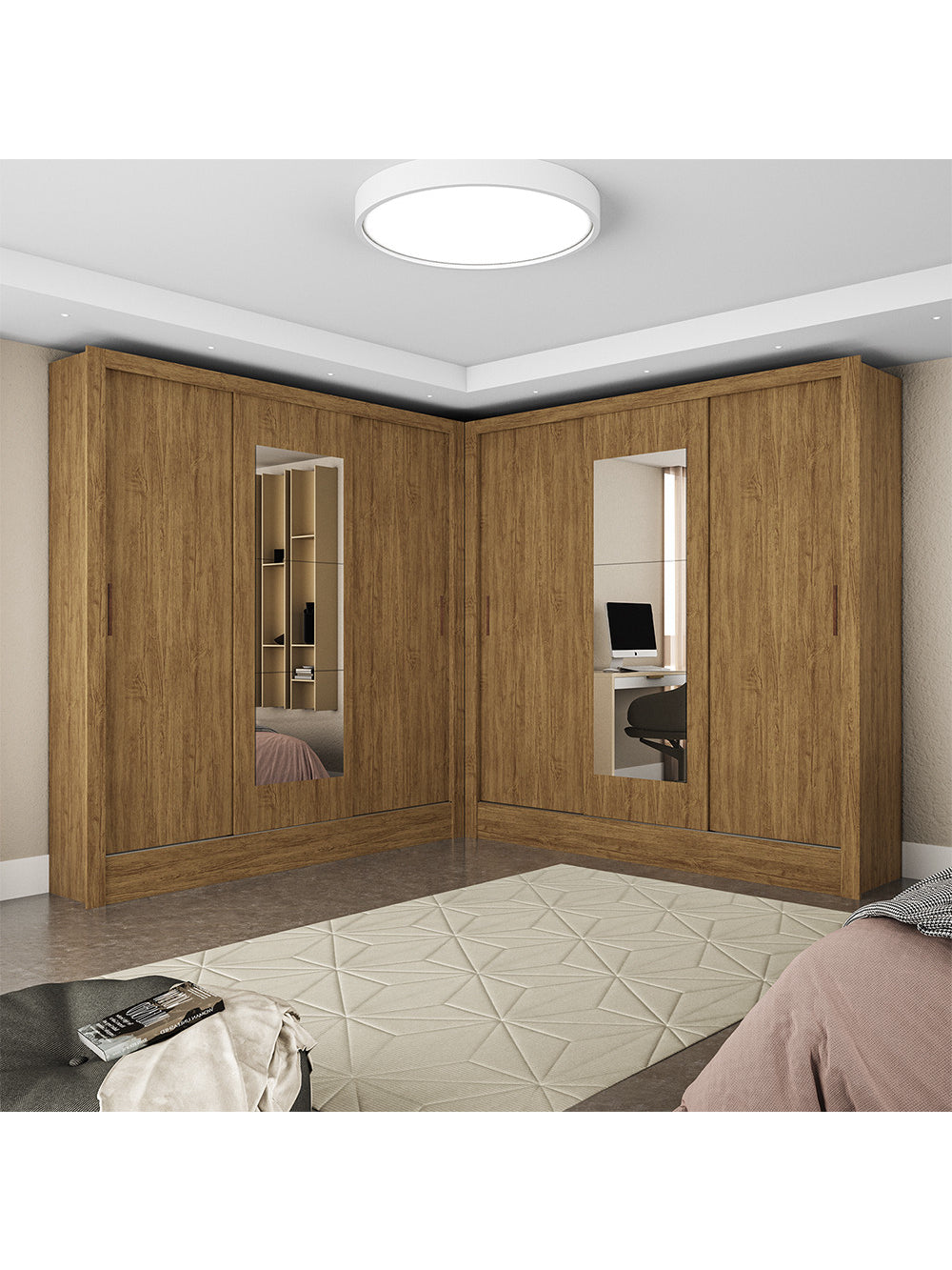 Closet Casal Duplo Fortaleza 6 Portas Com Espelho 12 Prateleiras - Cinamomo