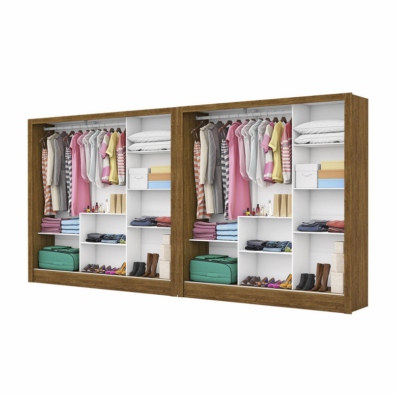 Closet Casal Duplo Fortaleza 6 Portas Com Espelho 12 Prateleiras