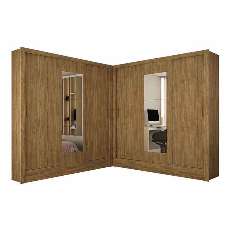 Closet Casal Duplo Fortaleza 6 Portas Com Espelho 12 Prateleiras