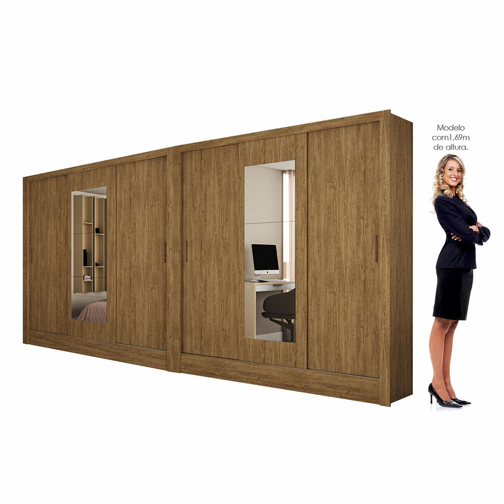 Closet Casal Duplo Fortaleza 6 Portas Com Espelho 12 Prateleiras