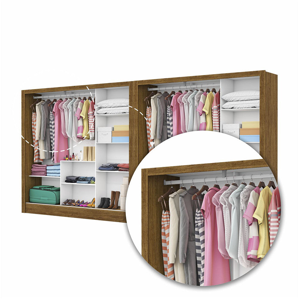 Closet Casal Duplo Fortaleza 6 Portas Com Espelho 12 Prateleiras