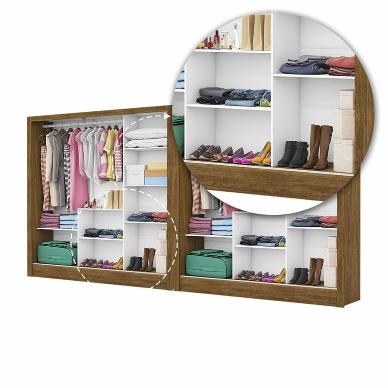 Closet Casal Duplo Fortaleza 6 Portas Com Espelho 12 Prateleiras