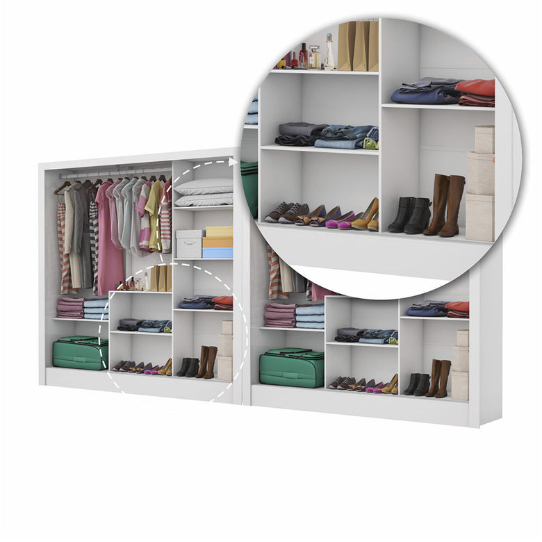 Closet Casal Duplo Fortaleza 6 Portas Plus 12 Prateleiras