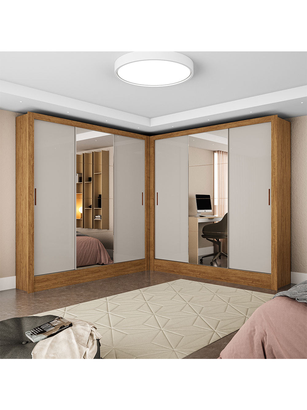 Closet Casal Duplo Fortaleza 6 Portas Plus 12 Prateleiras - Cinamomo com Off White