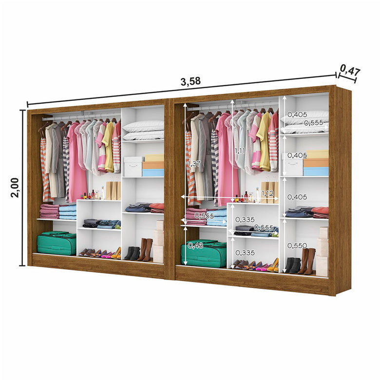 Closet Casal Duplo Fortaleza 6 Portas Plus 12 Prateleiras
