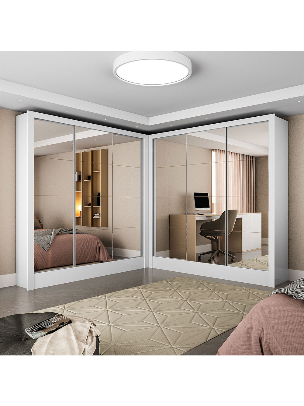 Closet Casal Duplo Fortaleza 6 Portas Premium 12 Prateleiras - Branco